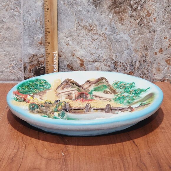 Chalkware English Cottage Forest 3D Cobblestone Streets Plaster Wall Hanging Dec - Picture 9 of 12